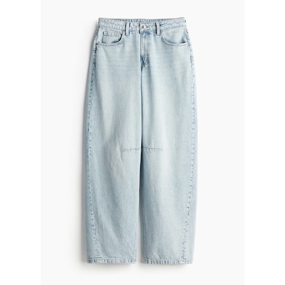 H&M Barrel Leg Light Blue Jeans 10 - Picture 1 of 6